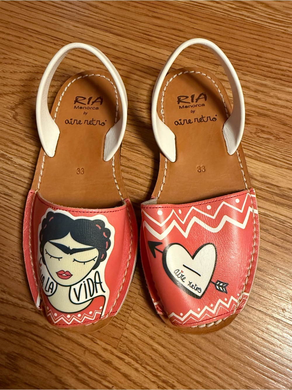 RIA Menorca Kids Coral FRIDA KAHLO Leather Sandals